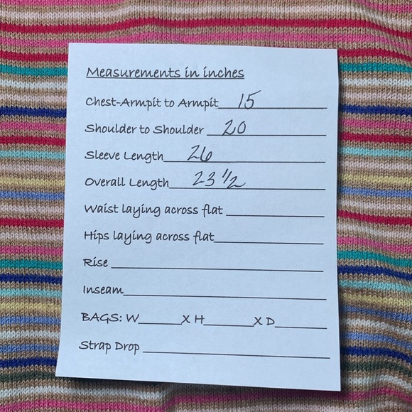 Talbots cotton blend lightweight crewneck knit top camel w/rainbow stripes small - Picture 5 of 5